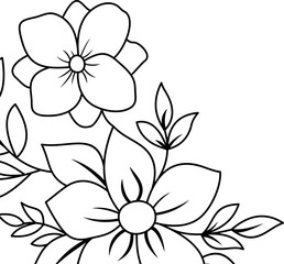 Wall Mural - Floral Corner Line Art