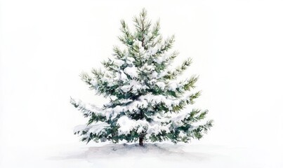 Wall Mural - A snow covered pine tree is the main focus of the image