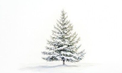 Wall Mural - A white pine tree stands alone in a snow-covered field