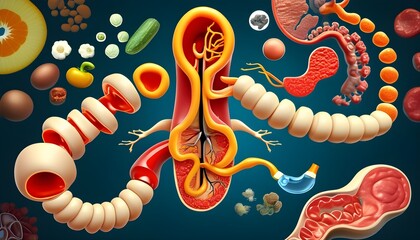 Wall Mural - Interactive Animation Showcasing the Dynamic Process of Digestion in the Human Digestive System