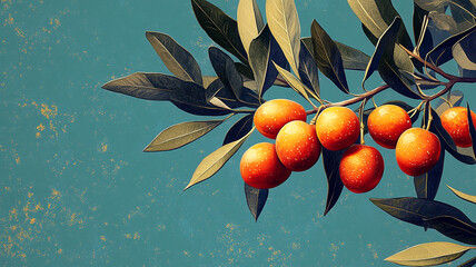 Wall Mural - Orange or lemon trees and branches. Sunset.