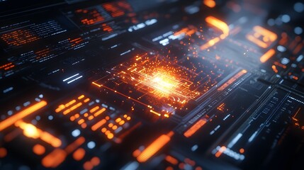 Aufkleber - A close-up of a digital screen showing an AI system gaining control over global systems, with bright flashes of light and ominous data patterns creating a sense of fear and thrill.