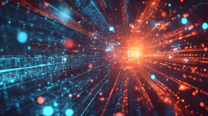 Aufkleber - An abstract depiction of an AI system gaining control of a digital network, with intense bright lights and cryptic symbols creating a sense of fearful excitement.