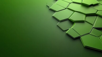 Poster - Geometric green polygonal background with interlocking patterns and smooth transitions, perfect for tech and design visuals