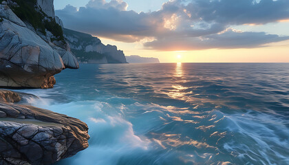 Stunning View of Rocks and Cliffs by the Ocean