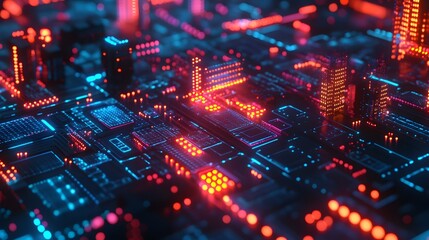 Poster - An abstracted illustration of machine learning infrastructure, where glowing server nodes and dynamic data flows connect in an exciting display of innovation.