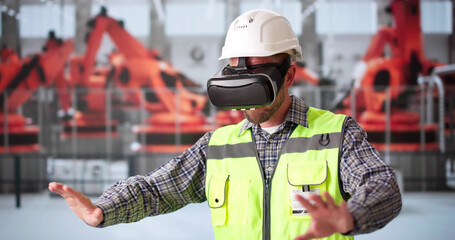 Poster - Virtual Reality Technology Headset At Factory