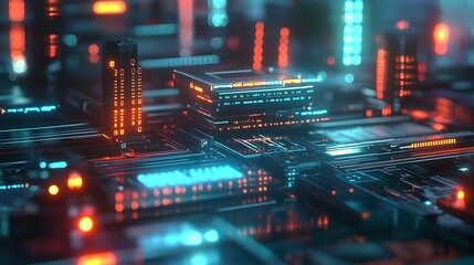 Poster - An abstract diorama of a futuristic machine learning infrastructure, with interconnected servers and data streams glowing brightly, symbolizing innovation and excitement.