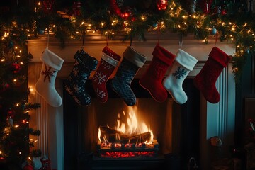 Christmas Stockings Hung by the Fireplace