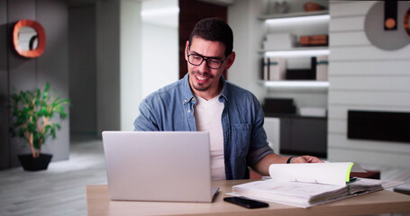 Aufkleber - Calculating Finances Online Using Laptop. Tax,Budget