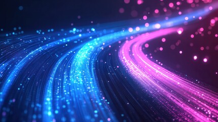 Poster - Abstract futuristic technology background network high speed global data transfer, big data, data center, server, internet, speed. dark blue and pink neon lights