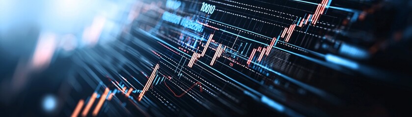 Poster - Digital graph showing sharp declines in interest rates, global financial crisis concept