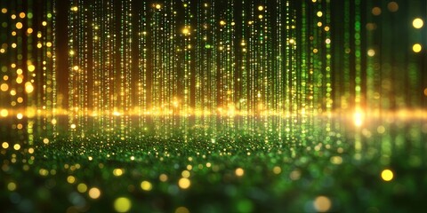 Abstract Background with a Golden and Green Glitter Texture