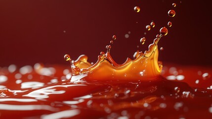 Wall Mural - Close-up of a liquid splash creating droplets in vibrant colors.