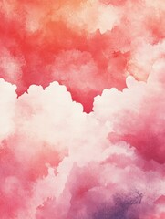 Poster - The sky showcases a blend of pink and orange hues, with fluffy clouds creating a serene and picturesque view at sunset