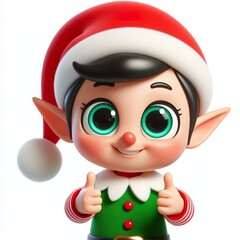 Wall Mural - 3D Big eyed cartoon christmas elf giving thumbs up