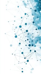 Poster - Abstract geometric network with blue and teal interconnected dots on a white background, symbolizing technology and connectivity