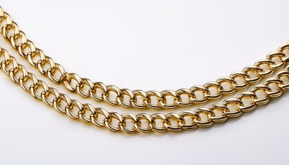 A gold necklace chain isolated on a white background