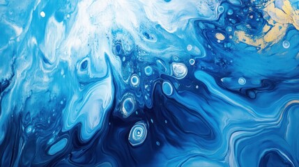 Wall Mural - Abstract Blue and White Swirling Paint Texture.