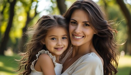 Joyful moments of a mother and her baby daughter enjoying a sunny day in the park