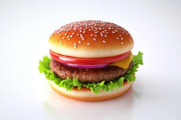 Canvas Print - Fresh tasty burger isolated on white background  burger