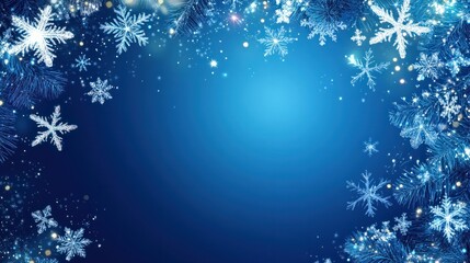 Wall Mural - blue christmas background with snowflakes, stars and empty space. copy space for your text. merry xm