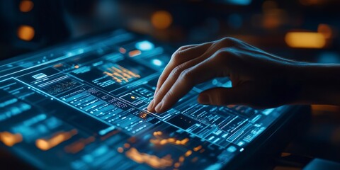 Poster - A close-up image of hands interacting with a computer, symbolizing the seamless integration of artificial intelligence and computer technology in modern society