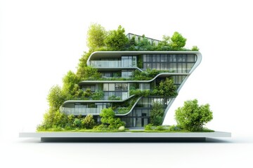 Poster - Innovative architectural concept with a focus on sustainability, set against a white background