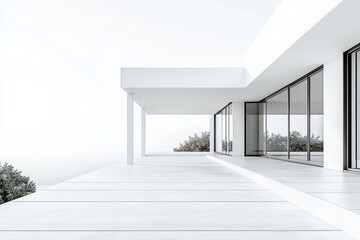 Leinwandbilder - Minimalist architectural design featuring clean lines and open spaces, shown on a white background