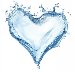Poster - Water splashing in the shape of a heart on white background