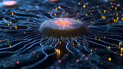 Poster - Abstract Network with Glowing Lines and Nodes