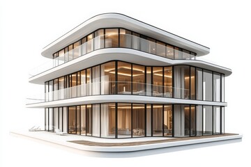 Aufkleber - Realistic architectural rendering of a luxury penthouse with expansive balconies, isolated on white background