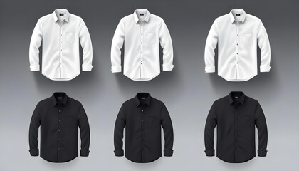 Canvas Print - black white button up shirt with a collar mockup