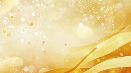 Wall Mural - abstract golden background with glittering bokeh and wavy lines.