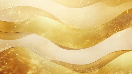 Canvas Print - Abstract gold and white wave background with glitter texture.