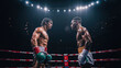 © EJManzaneque - Two boxers stand in a ring face to face before the fight begins. Concept of confrontation.