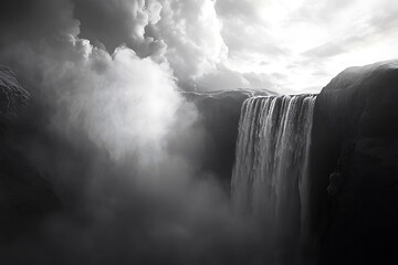 Poster - waterfall in fog