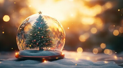 Christmas tree in globe with shiny background