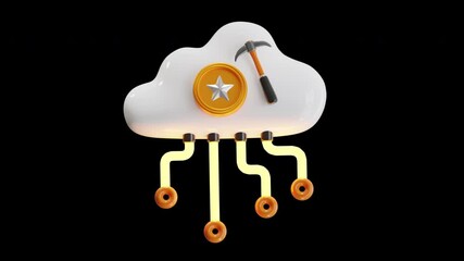 Poster - 3D Animation of Cloud Mining Increases Profits | Alpha Channel