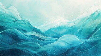 Wall Mural - Serene summer wallpaper with flowing blue waves water splashes and sunlight reflections