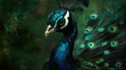 Naklejka na meble Majestic Peacock with Vibrant Blue and Green Plumage