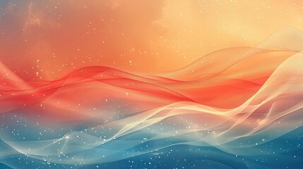 Canvas Print - Abstract summer wallpaper with sunset-inspired gradient and soft wave textures