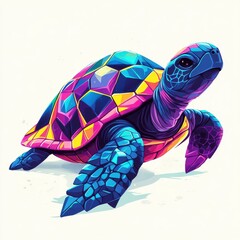 A turtle depicted in Morphism style, using smooth gradients and abstract, soft shapes.