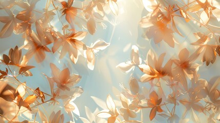 Sticker - Delicate geometric florals with metallic sheen on a warm apricot-sky blue gradient backdrop