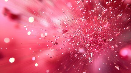 Wall Mural - Abstract pink background with sparkling light streaks and bokeh.