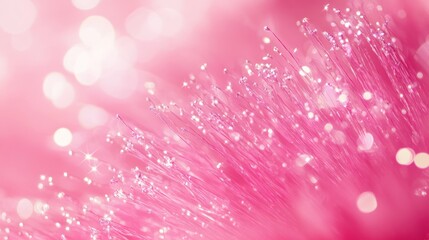 Canvas Print - Abstract pink background with glittering fiber optic strands.