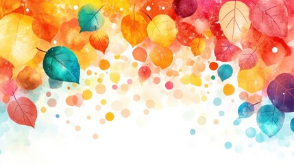Poster - Watercolor Autumn Leaves Background.