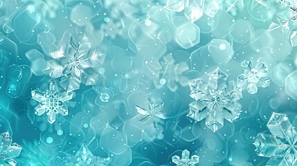 Wall Mural - Overlapping crystalline hexagons in icy blue create a still and frosty winter wallpaper