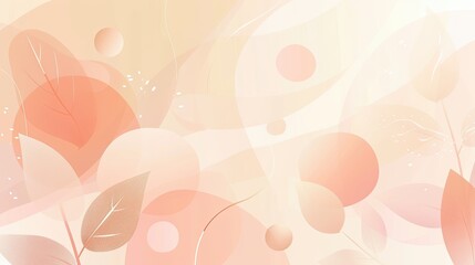 Minimalist beige-to-peach gradient with abstract leaf shapes creates a fresh spring wallpaper