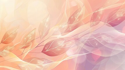 Wall Mural - A serene wallpaper featuring gradient colors and abstract leaf shapes in spring